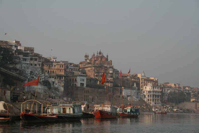 Varanasi embankment. View from the Ganges to the Ghats